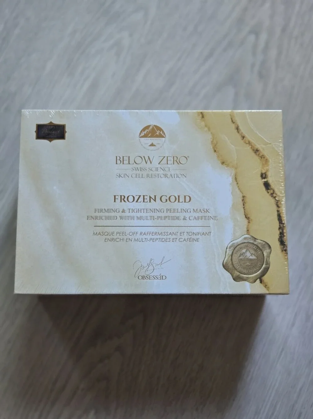 Below Zero Frozen Gold Firming Peeling Mask - Gold & Cream Packaging